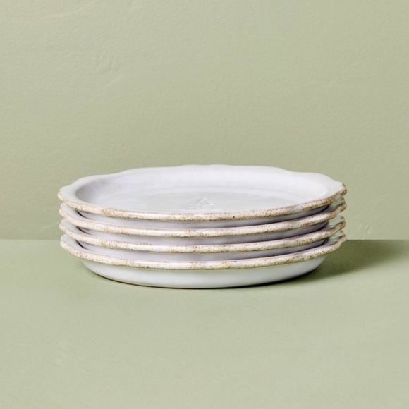 4pk 7" Stoneware Carved Ribbed Edge Appetizer Plate Tree Icon - Hearth & Hand - Picture 3 of 3